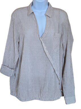 J. Jill Striped Wrap-Style Button-Up Blouse cottagecore teachercore